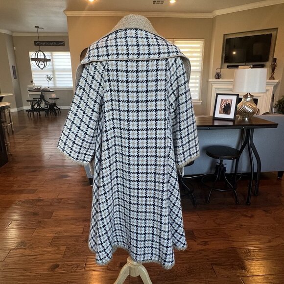 Vtg 60's Cape Reversible Wrap Coat Scarf Jacket Coat One Size S M L XL Check - Picture 9 of 16